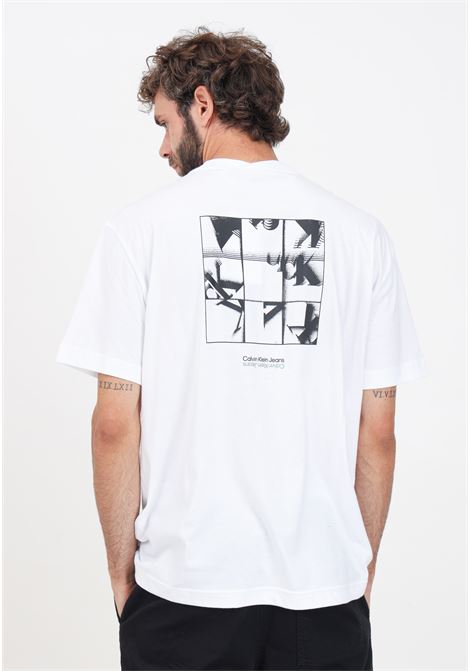 T-shirt a manica corta bianca da uomo con maxi stampa CALVIN KLEIN JEANS | J30J325688YAFYAF